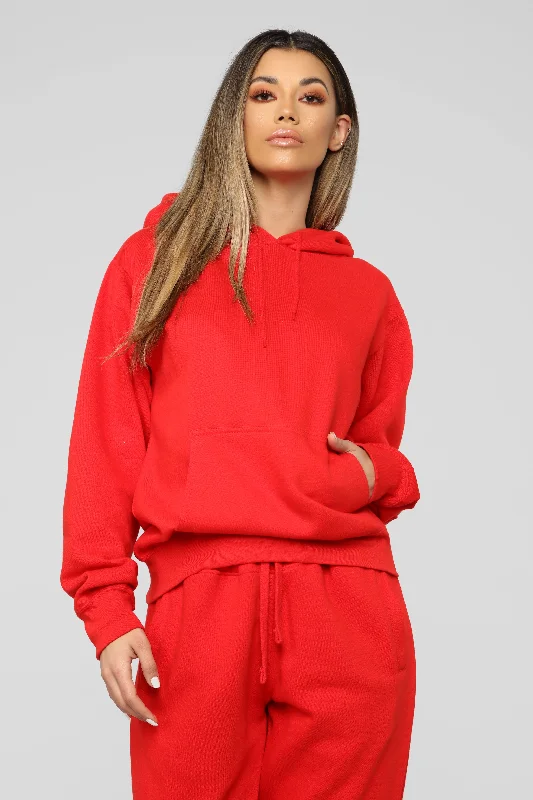 Stole Your Boyfriend's Oversized Hoodie - Red