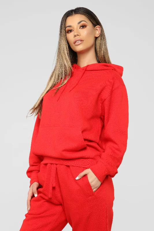 Stole Your Boyfriend's Oversized Hoodie - Red