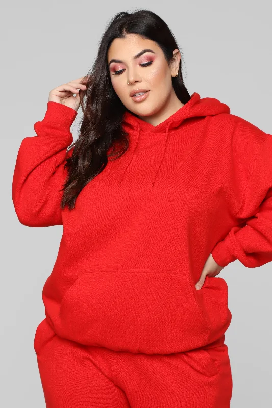 Stole Your Boyfriend's Oversized Hoodie - Red