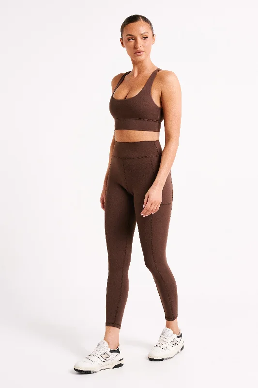 Thea Racerback Crop Top - Dark Chocolate