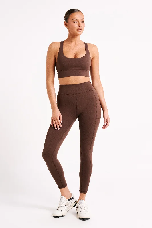 Thea Racerback Crop Top - Dark Chocolate