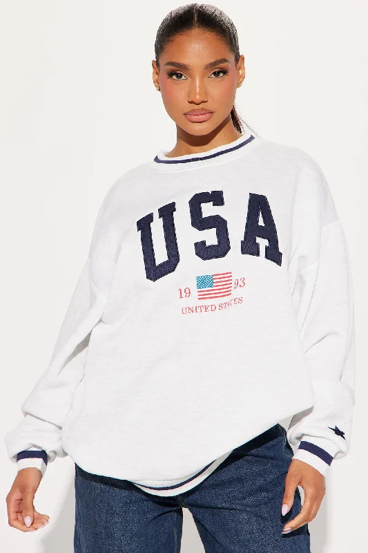 USA Blessed Crew Neck Sweatshirt - Heather Grey