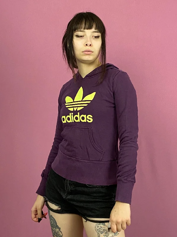 Adidas Vintage Women's Hoodie - S Purple Cotton Blend