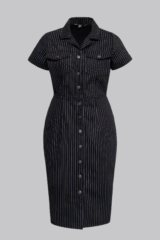 Denim Pinstripe Dress