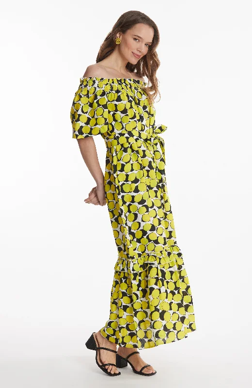 Erin Off Shoulder Maxi Dress - Limes