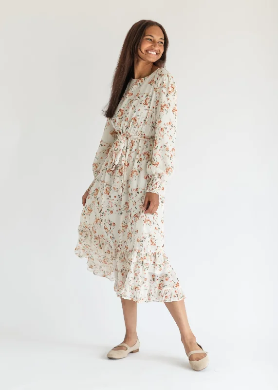 Floral Printed Ruffle Midi Dress