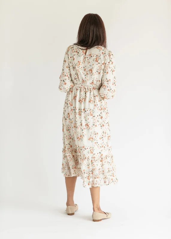 Floral Printed Ruffle Midi Dress