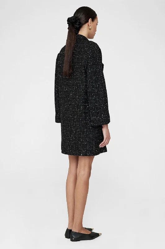 Katharine Dress - Black And White Tweed