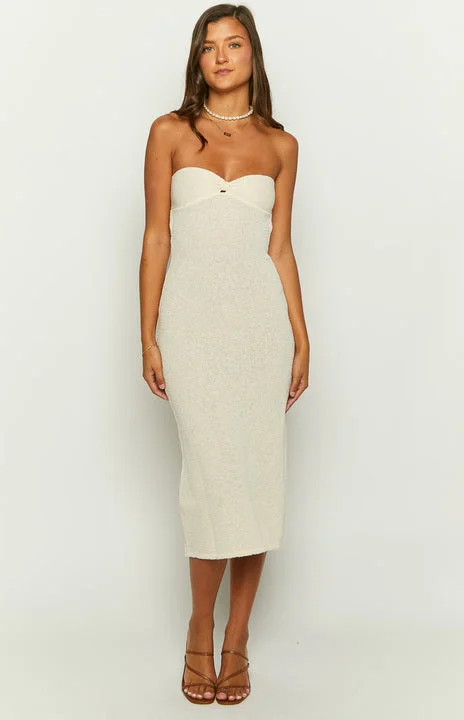 Skye Cream Knit Midi Dress