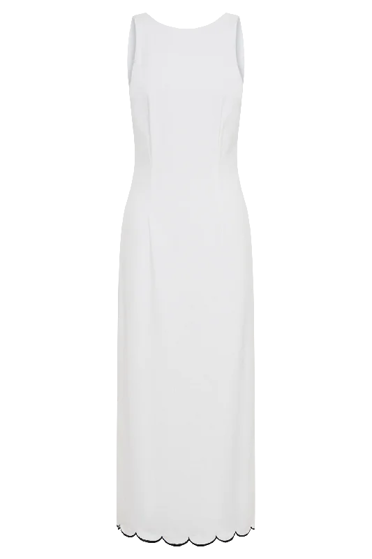 Sofiane Scalloped Linen Midi Dress - Ivory