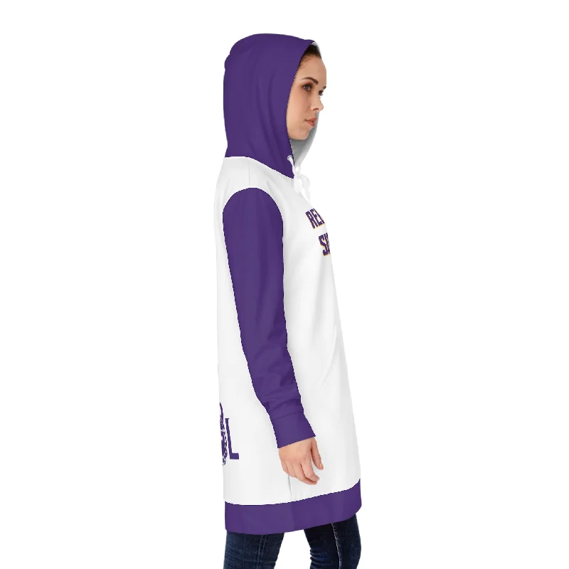 Hoodie Dress - White/Purple - Rebuilding Since 1961