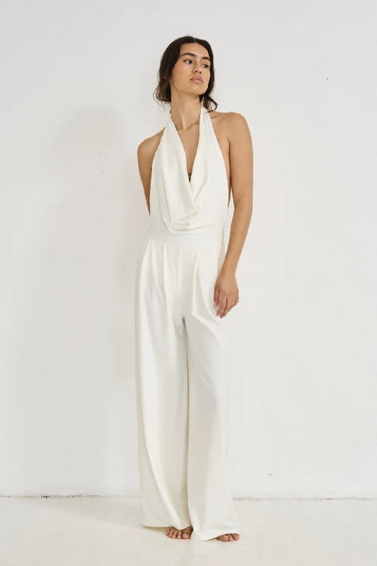 Draped One Piece with V-Neck (Limited Edition) Off White - Miriam