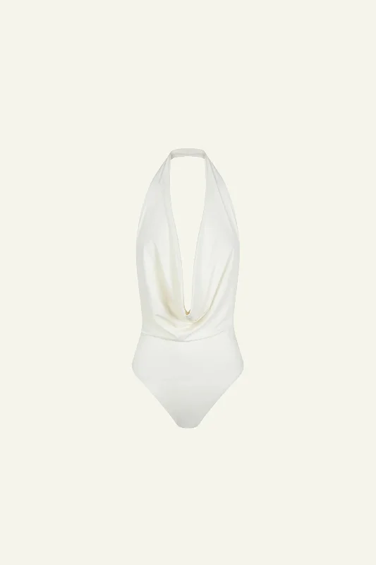 Draped One Piece with V-Neck (Limited Edition) Off White - Miriam