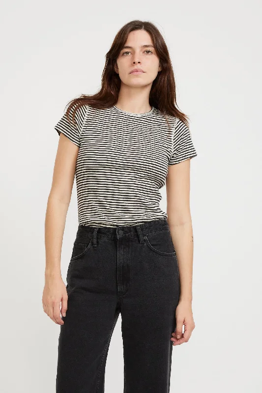 Eve Striped Slub T-Shirt Ecru/Black