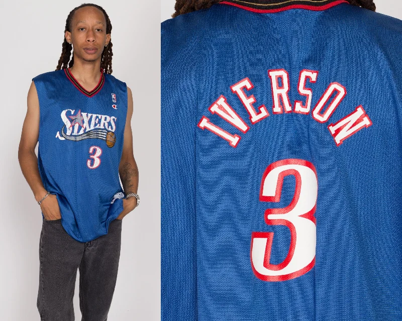 Large Y2K Philadelphia 76ers Allen Iverson #3 Champion Jersey