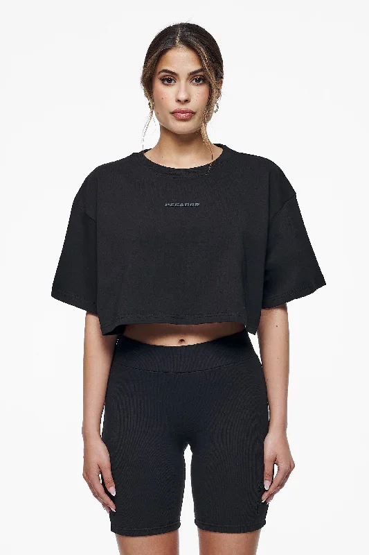 Layla Oversized Cropped Tee Black Gum