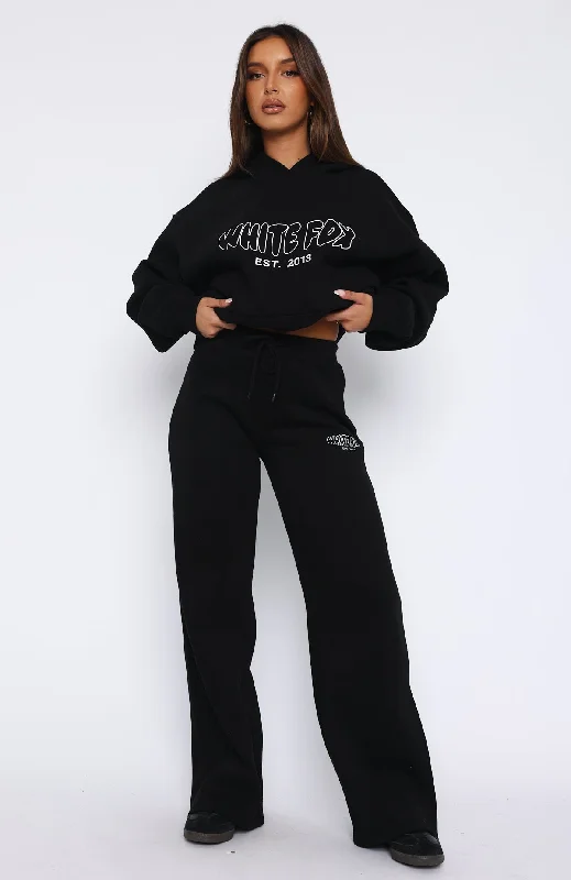 Missed Flights Wide Leg Sweatpants Black