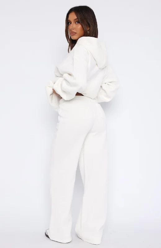 Missed Flights Wide Leg Sweatpants White