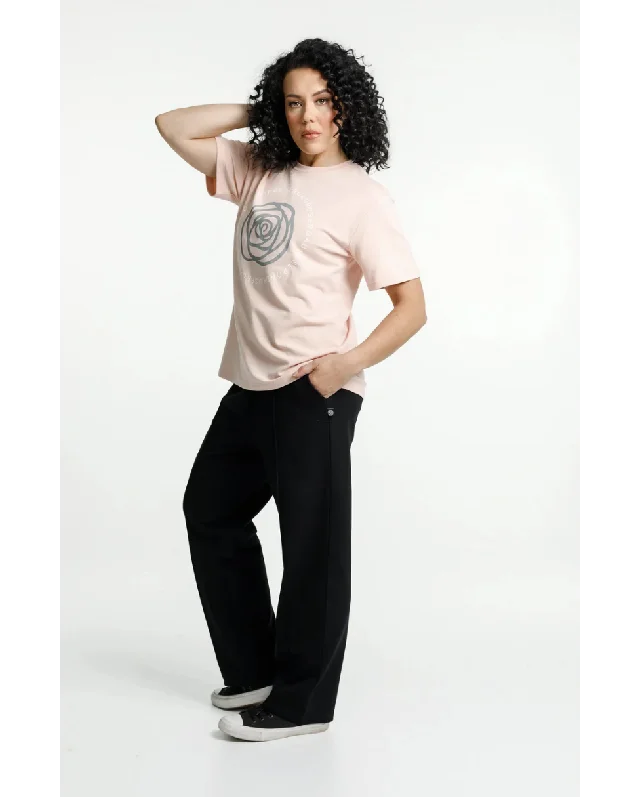 Rose Road Topher Tee - Peach with Track Print