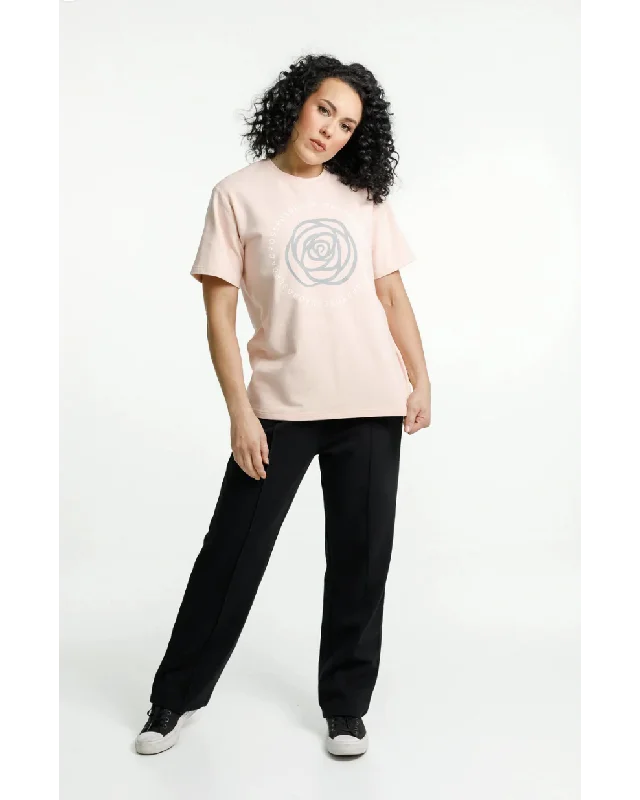 Rose Road Topher Tee - Peach with Track Print