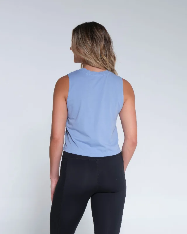 Shorebreak Cropped Muscle Tank - Marine Blue