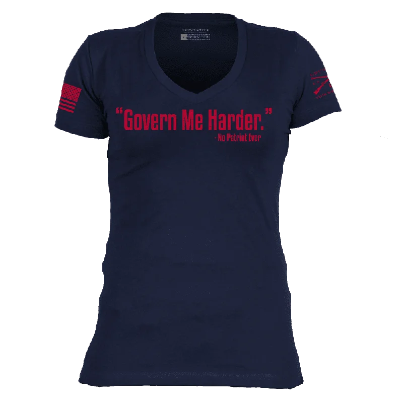 Women's Govern Me Harder V-Neck - Midnight Navy