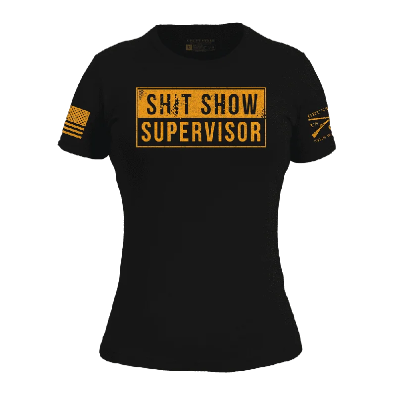 Women's Sh*t Show Supervisor Slim Fit T-Shirt - Black