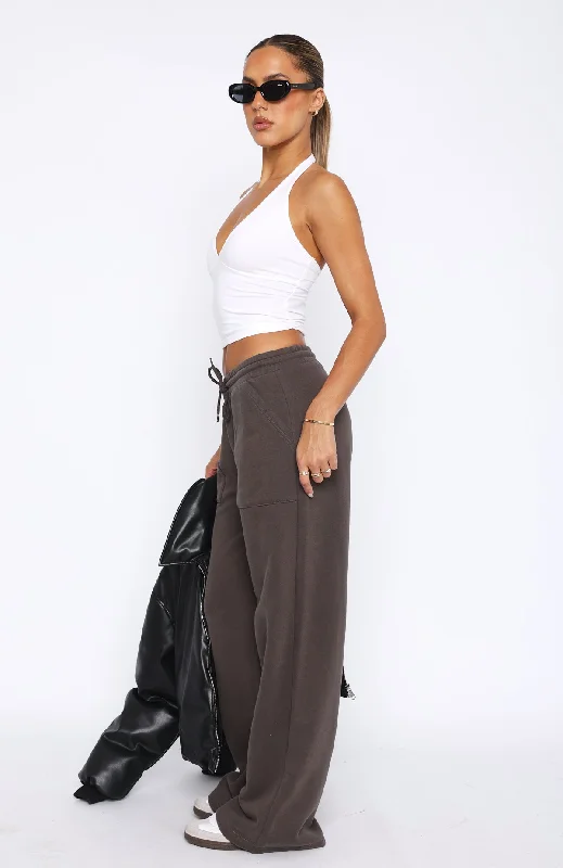 You'd Love It Here Wide Leg Sweatpants Charcoal