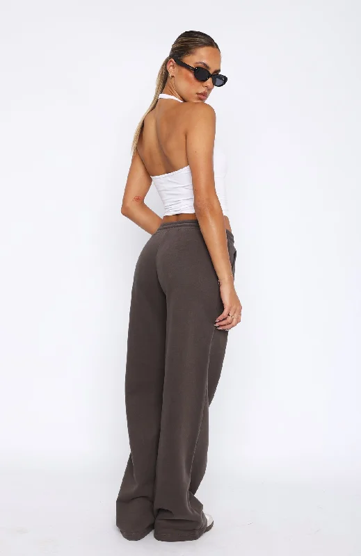 You'd Love It Here Wide Leg Sweatpants Charcoal