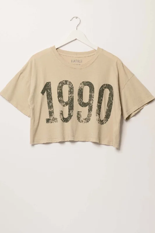 1990 Cropped Vintage-Print Graphic Tee