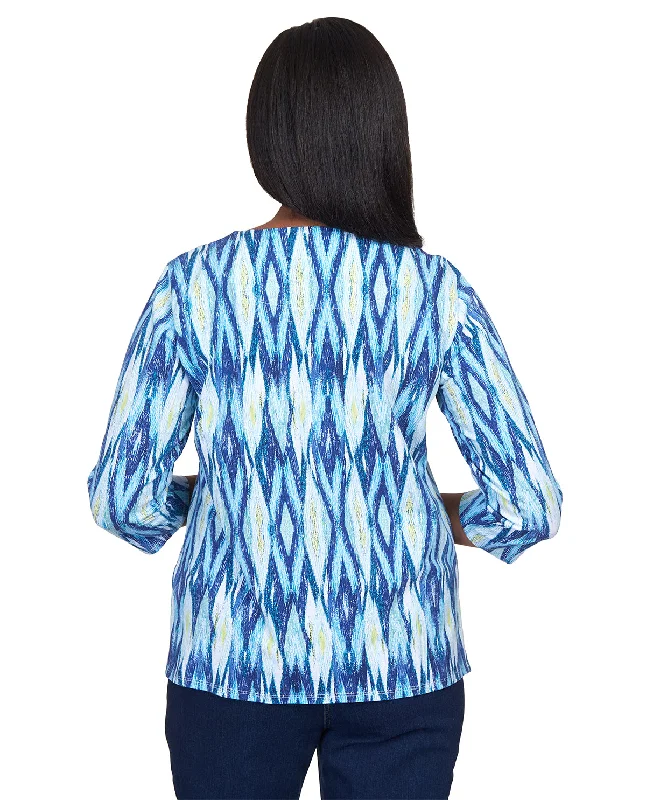 Alfred Dunner Key Item Ikat Knit Top