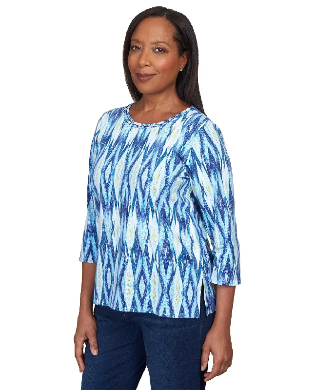 Alfred Dunner Key Item Ikat Knit Top