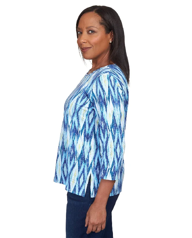 Alfred Dunner Key Item Ikat Knit Top