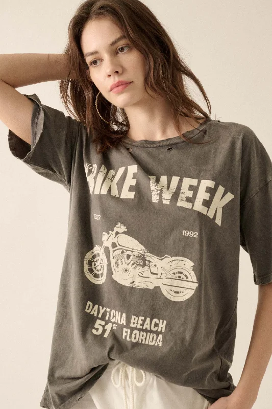 Bike Week Distressed Oversize Graphic Tee