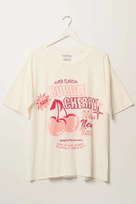 Bubble Cherry Distressed Oversize Graphic Tee