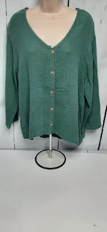 Color Me Cotton- Green Top -Guaze