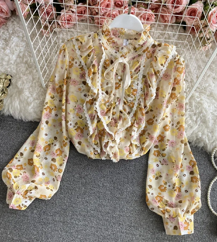 Cute floral long sleeve top  338