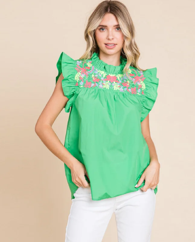 Floral Embroidered Chest Top