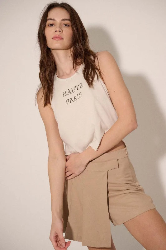 Haute Paris Lettuce-Edge Graphic Tank Top