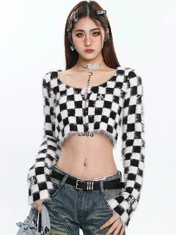 Julissa Fluff Button Up Long Sleeve Cropped Top