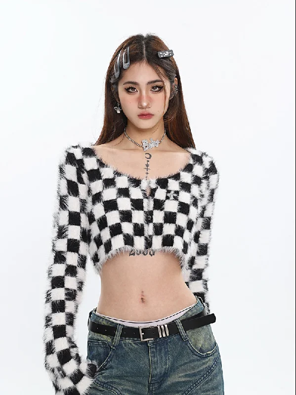 Julissa Fluff Button Up Long Sleeve Cropped Top