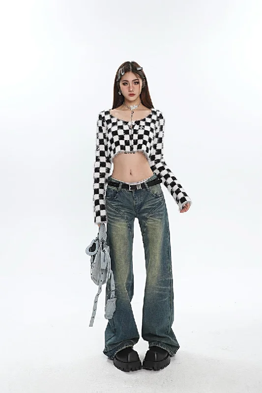 Julissa Fluff Button Up Long Sleeve Cropped Top