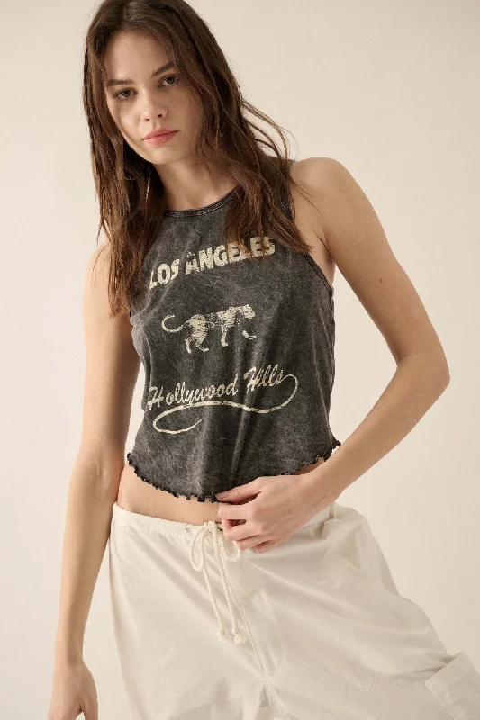 LA Hollywood Hills Vintage-Wash Graphic Tank Top