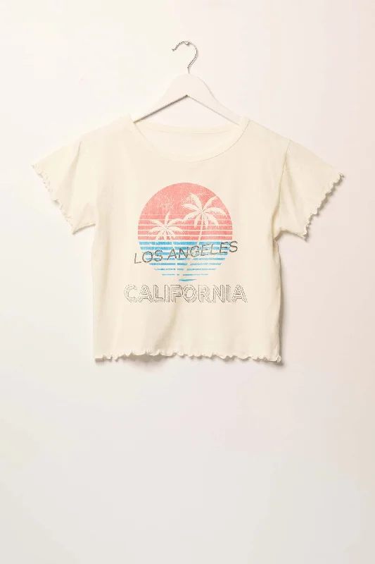 Los Angeles Cropped Lettuce-Edge Graphic Baby Tee