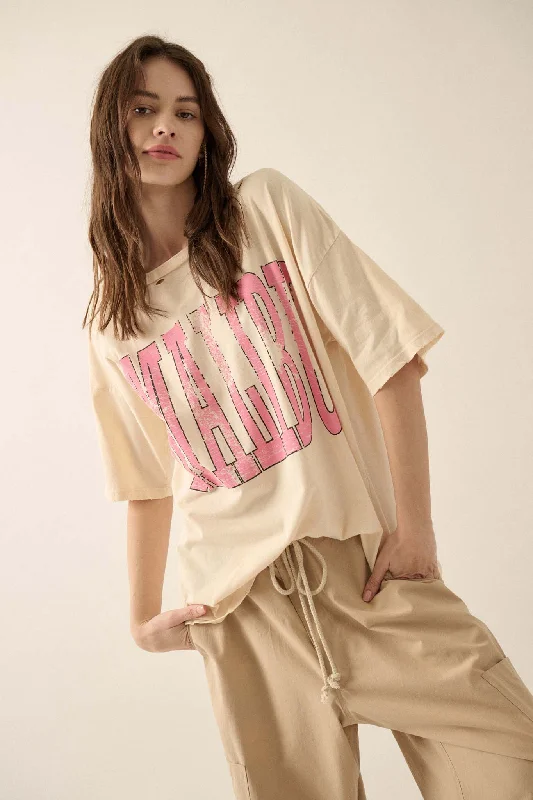 Malibu Distressed Oversize Graphic Tee