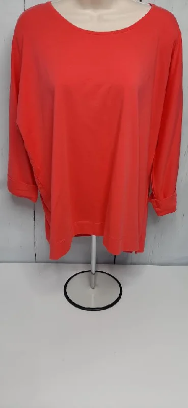 Top Pullover-3/4 Sleeve-Red-Women's-99901