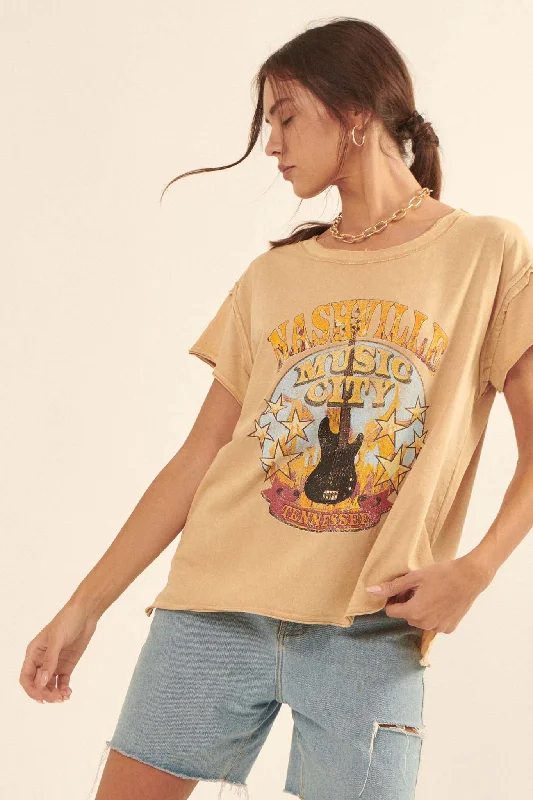 Nashville Music City Vintage-Wash Graphic Tee