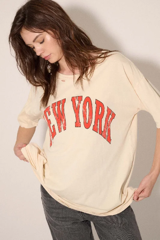 New York Distressed Oversize Graphic Tee