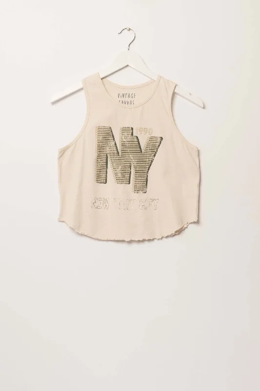 NY 1990 Lettuce-Edge Graphic Tank Top