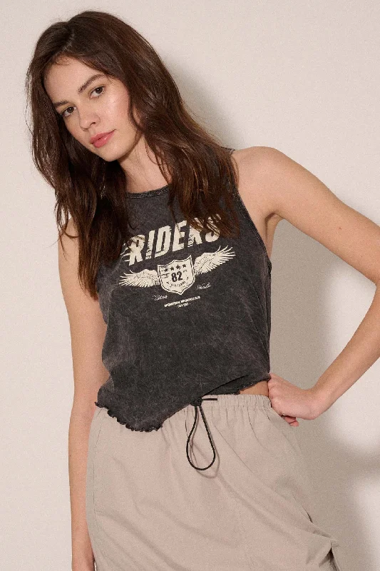 Riders Motorcycle Lettuce-Edge Graphic Tank Top